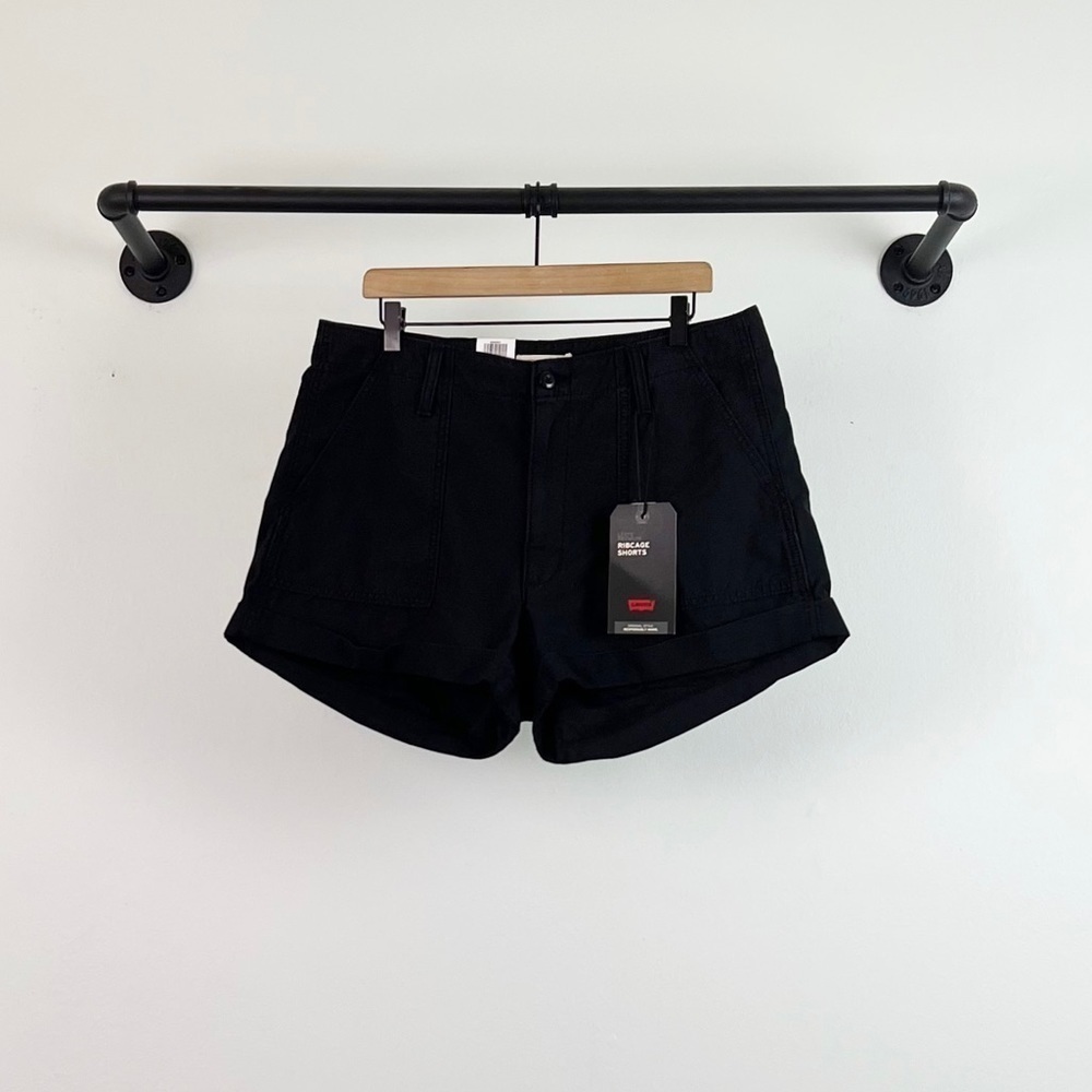 NWT Levi’s Ribcage High Waist Utility Shorts In Washed Black - Picture 5 of 9